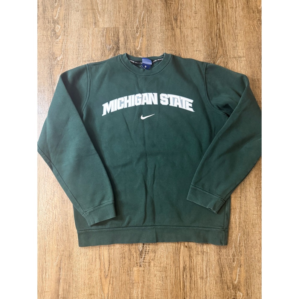 Nike Michigan State Spartans Crewneck Sweatshirt Green Mens Medium Fleece MSU
